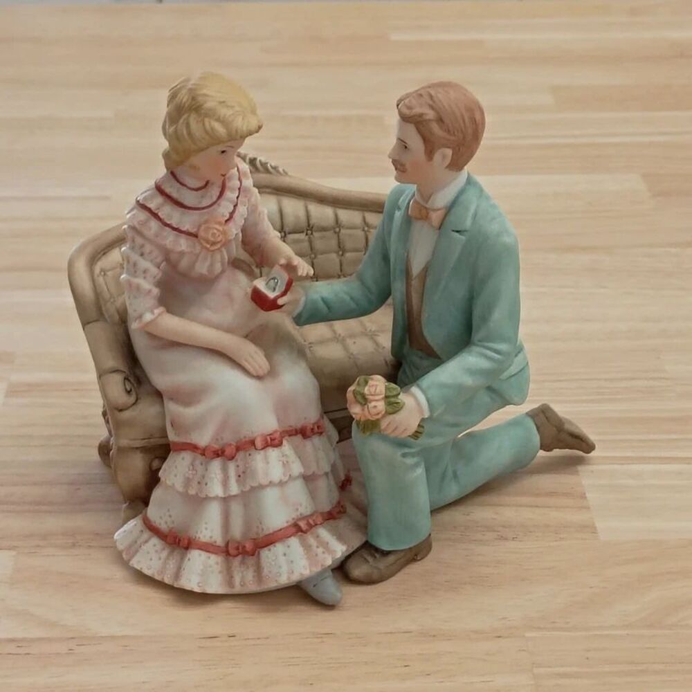 Enesco 1984 Treasured Memories "The Engagement" Large Porcelain Figurine